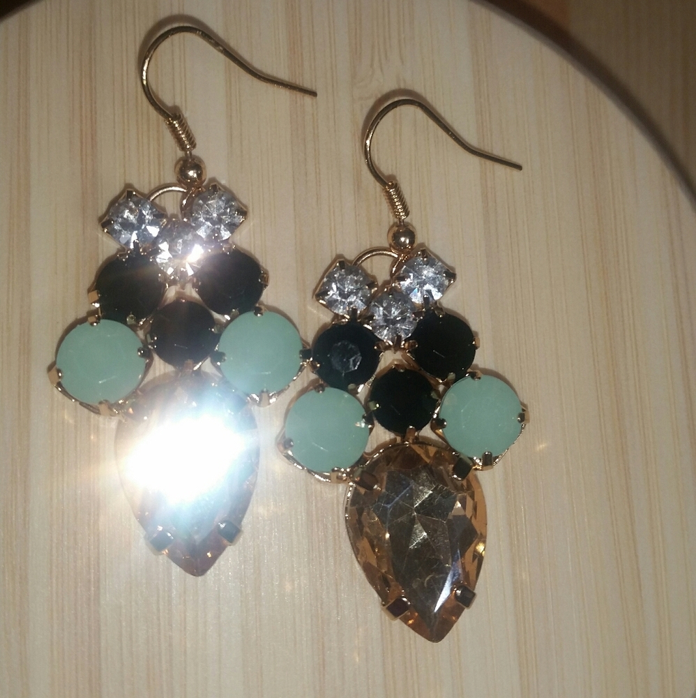 Faceted Crystal Statement Earrings - image 2